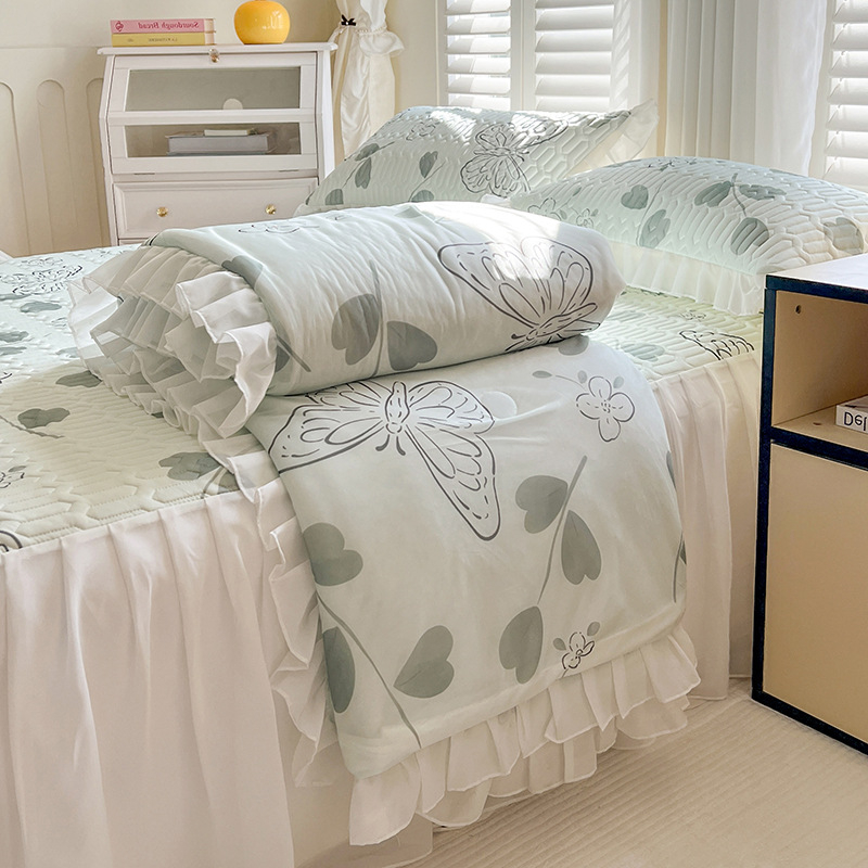 Natūralaus latekso patalynės komplektas su lovos kraštine, 3–4 dalių, latekso kiekis virš 90%, spausdinta audinys, skalbiamas