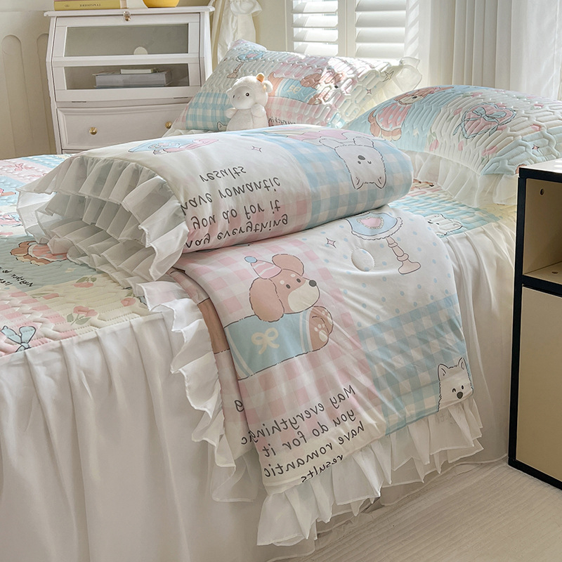 Natūralaus latekso patalynės komplektas su lovos kraštine, 3–4 dalių, latekso kiekis virš 90%, spausdinta audinys, skalbiamas