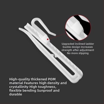 Plastikinis užuolaidų kabliukas, S formos dizainas, POM medžiaga, tylus reguliuojamas kėlimo kabliukas, apkrova 0–1 kg