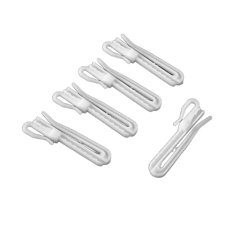 Plastikinis užuolaidų kabliukas, S formos dizainas, POM medžiaga, tylus reguliuojamas kėlimo kabliukas, apkrova 0–1 kg