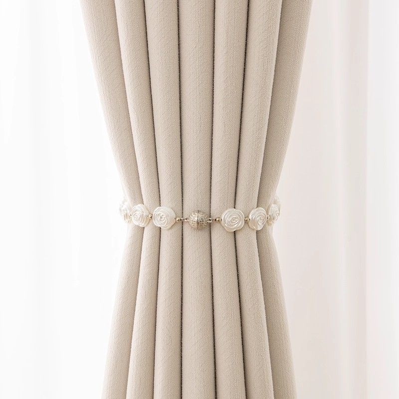 Завесна лента с магнитна закопчалка и перлена катарама, плат, стил прост и модерен