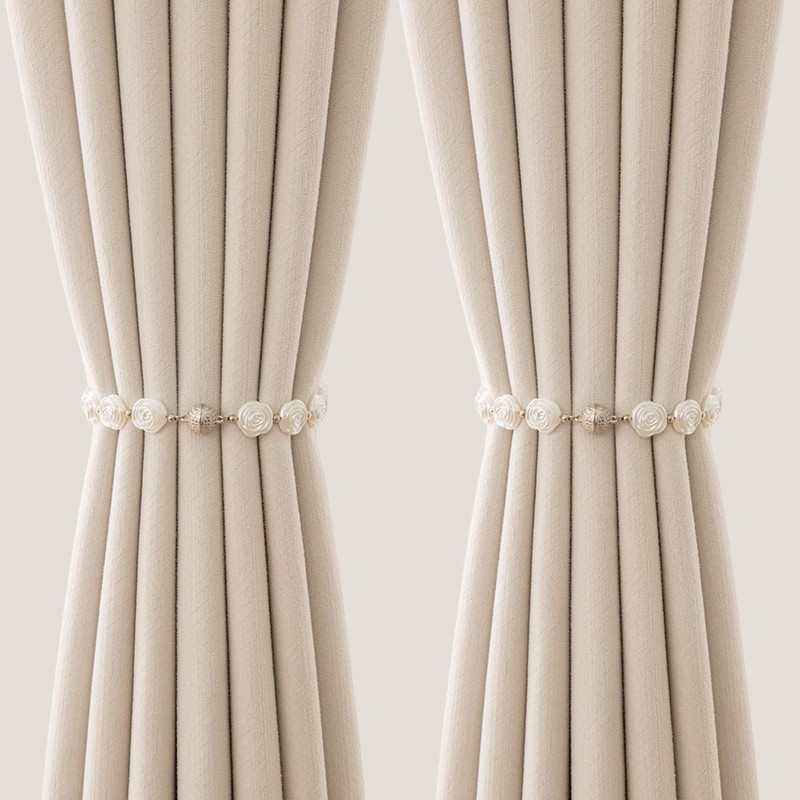 Завесна лента с магнитна закопчалка и перлена катарама, плат, стил прост и модерен