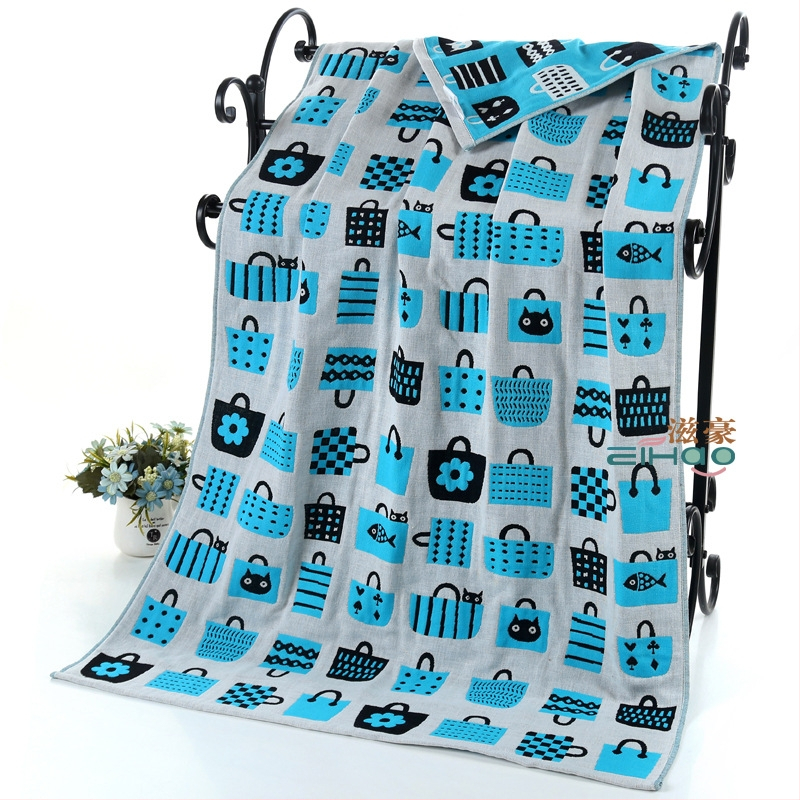 Zihao YZ uterák na kúpanie, trojvrstvový bavlnený gáza uterák, pre dospelých a deti, 320 g, 32 vlákien, Jacquard úprava