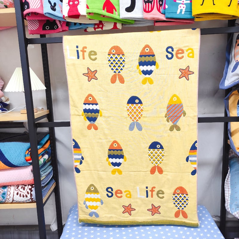 Zihao YZ fürdőlepedő, háromrétegű gyapot géz törölköző, felnőtteknek és gyerekeknek, 320 g, 32 szál, Jacquard varrat