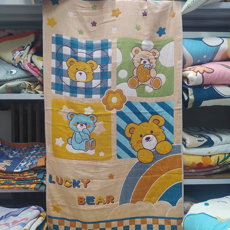 Zihao YZ fürdőlepedő, háromrétegű gyapot géz törölköző, felnőtteknek és gyerekeknek, 320 g, 32 szál, Jacquard varrat