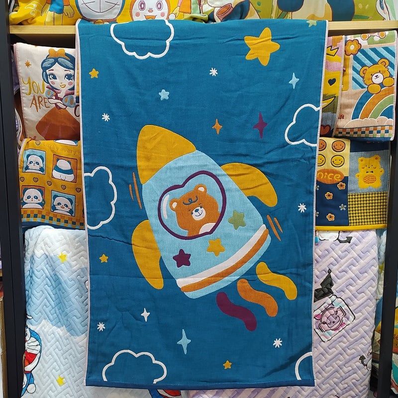 Zihao YZ fürdőlepedő, háromrétegű gyapot géz törölköző, felnőtteknek és gyerekeknek, 320 g, 32 szál, Jacquard varrat