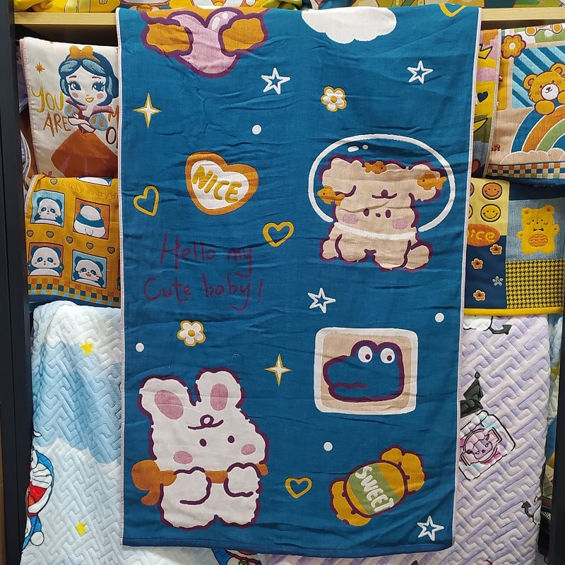 Zihao YZ fürdőlepedő, háromrétegű gyapot géz törölköző, felnőtteknek és gyerekeknek, 320 g, 32 szál, Jacquard varrat