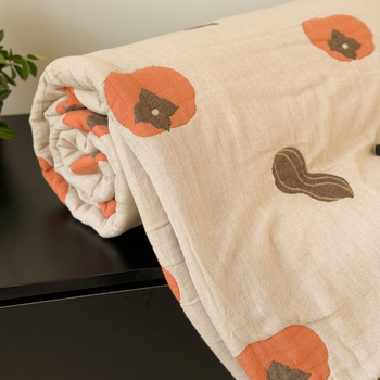 Πενταστρωμα γάζας πάπλωμα με δαντέλα - 100% βαμβάκι; βαφή αντίδρασης; βάρος 1.1–1.5 kg; Άνοιξη & Φθινόπωρο; μοτίβο φυτών και λουλουδιών