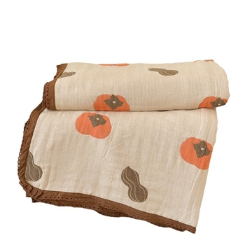 Πενταστρωμα γάζας πάπλωμα με δαντέλα - 100% βαμβάκι; βαφή αντίδρασης; βάρος 1.1–1.5 kg; Άνοιξη & Φθινόπωρο; μοτίβο φυτών και λουλουδιών