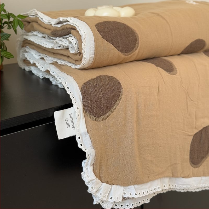 Πενταστρωμα γάζας πάπλωμα με δαντέλα - 100% βαμβάκι; βαφή αντίδρασης; βάρος 1.1–1.5 kg; Άνοιξη & Φθινόπωρο; μοτίβο φυτών και λουλουδιών