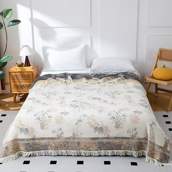 Βαμβακερή κάλυψη κρεβατιού τύπου πετσέτας-κουβέρτας, 1,6–2 kg, για άνοιξη και φθινόπωρο, με αντίδραση εκτύπωσης