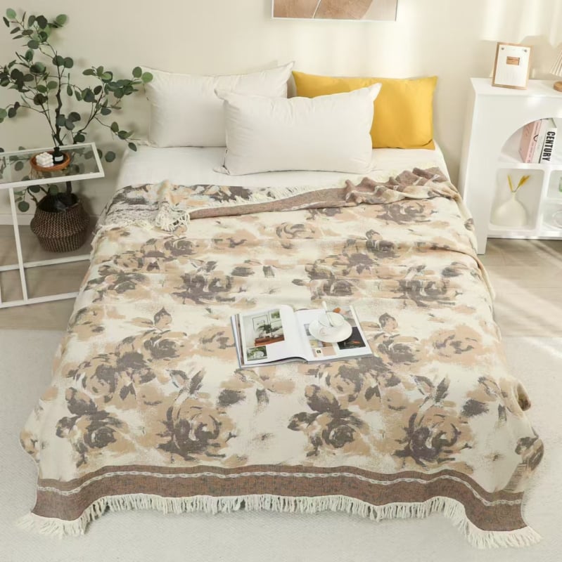 Βαμβακερή κάλυψη κρεβατιού τύπου πετσέτας-κουβέρτας, 1,6–2 kg, για άνοιξη και φθινόπωρο, με αντίδραση εκτύπωσης