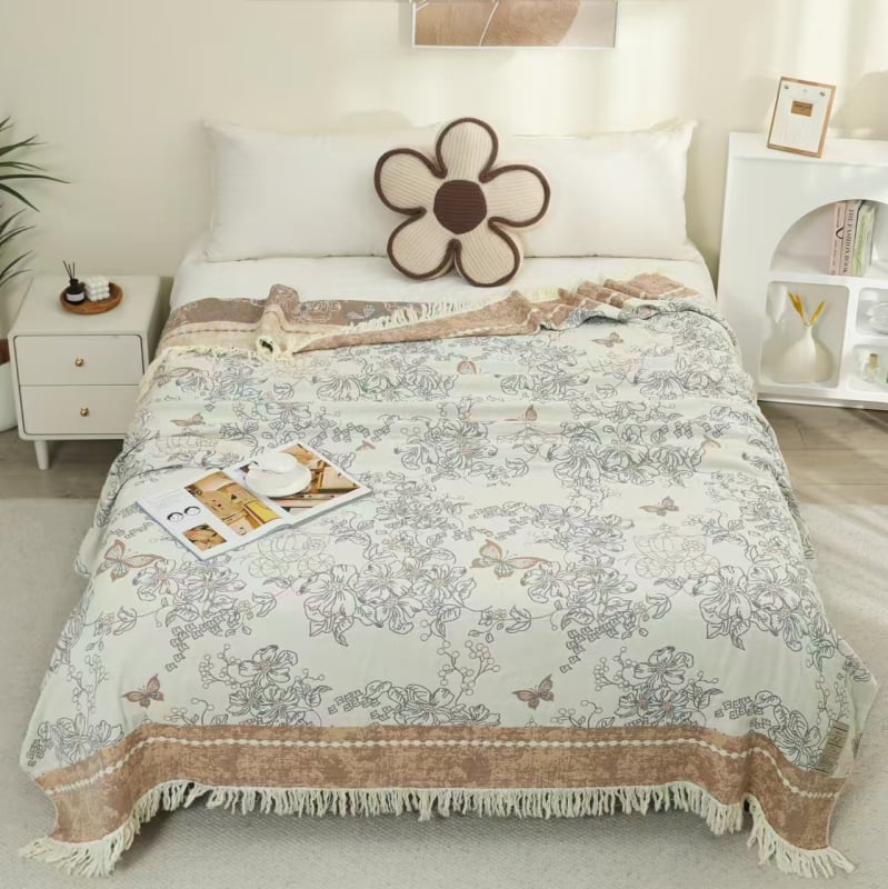 Βαμβακερή κάλυψη κρεβατιού τύπου πετσέτας-κουβέρτας, 1,6–2 kg, για άνοιξη και φθινόπωρο, με αντίδραση εκτύπωσης