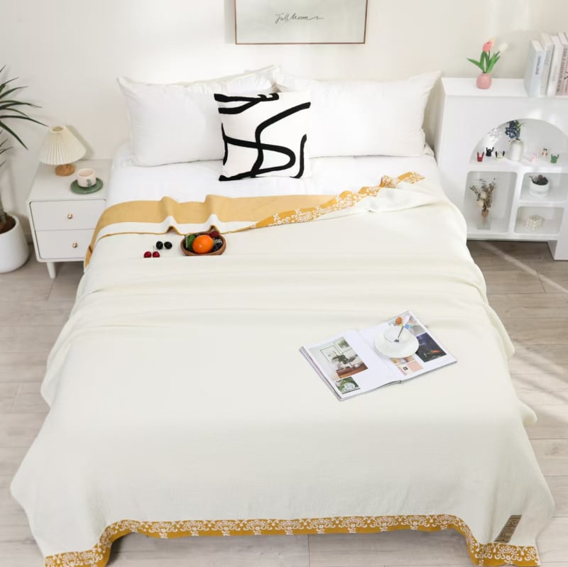 Βαμβακερή κάλυψη κρεβατιού τύπου πετσέτας-κουβέρτας, 1,6–2 kg, για άνοιξη και φθινόπωρο, με αντίδραση εκτύπωσης
