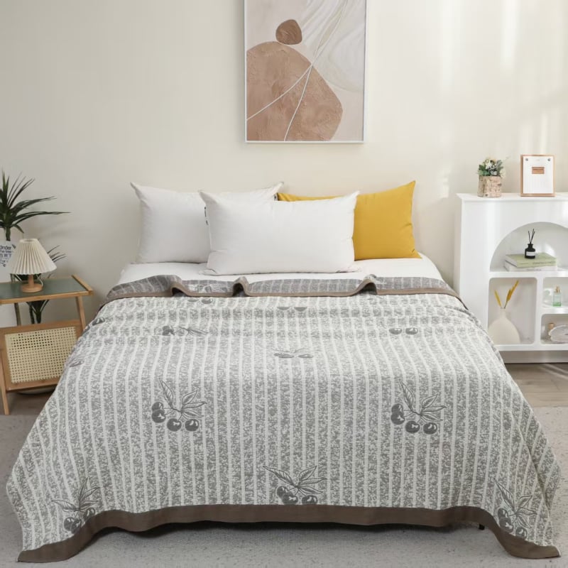 Βαμβακερή κάλυψη κρεβατιού τύπου πετσέτας-κουβέρτας, 1,6–2 kg, για άνοιξη και φθινόπωρο, με αντίδραση εκτύπωσης