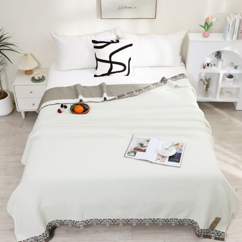 Βαμβακερή κάλυψη κρεβατιού τύπου πετσέτας-κουβέρτας, 1,6–2 kg, για άνοιξη και φθινόπωρο, με αντίδραση εκτύπωσης