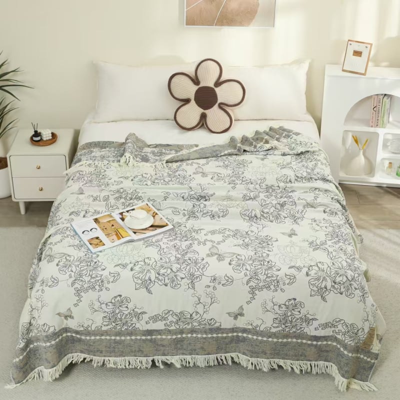 Βαμβακερή κάλυψη κρεβατιού τύπου πετσέτας-κουβέρτας, 1,6–2 kg, για άνοιξη και φθινόπωρο, με αντίδραση εκτύπωσης