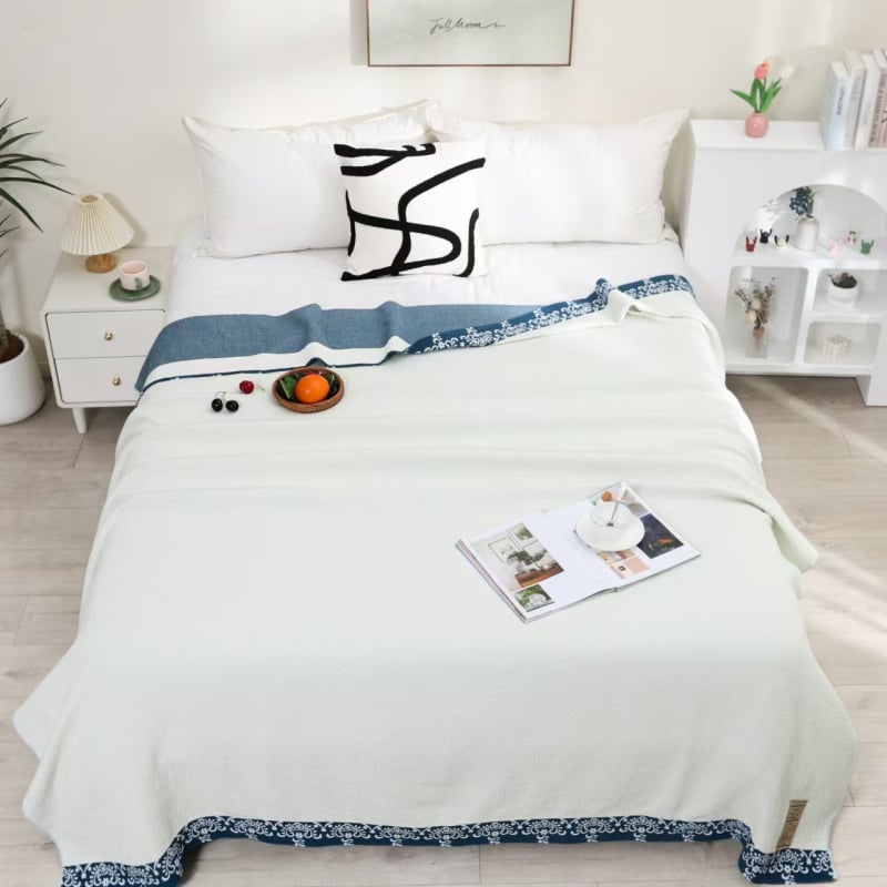 Βαμβακερή κάλυψη κρεβατιού τύπου πετσέτας-κουβέρτας, 1,6–2 kg, για άνοιξη και φθινόπωρο, με αντίδραση εκτύπωσης