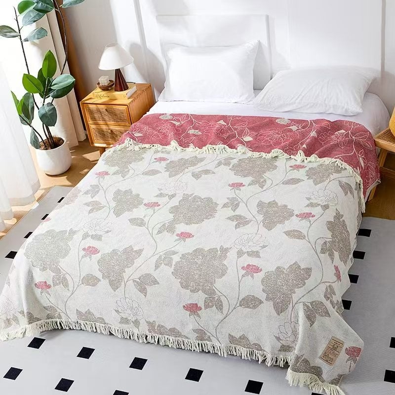 Βαμβακερή κάλυψη κρεβατιού τύπου πετσέτας-κουβέρτας, 1,6–2 kg, για άνοιξη και φθινόπωρο, με αντίδραση εκτύπωσης