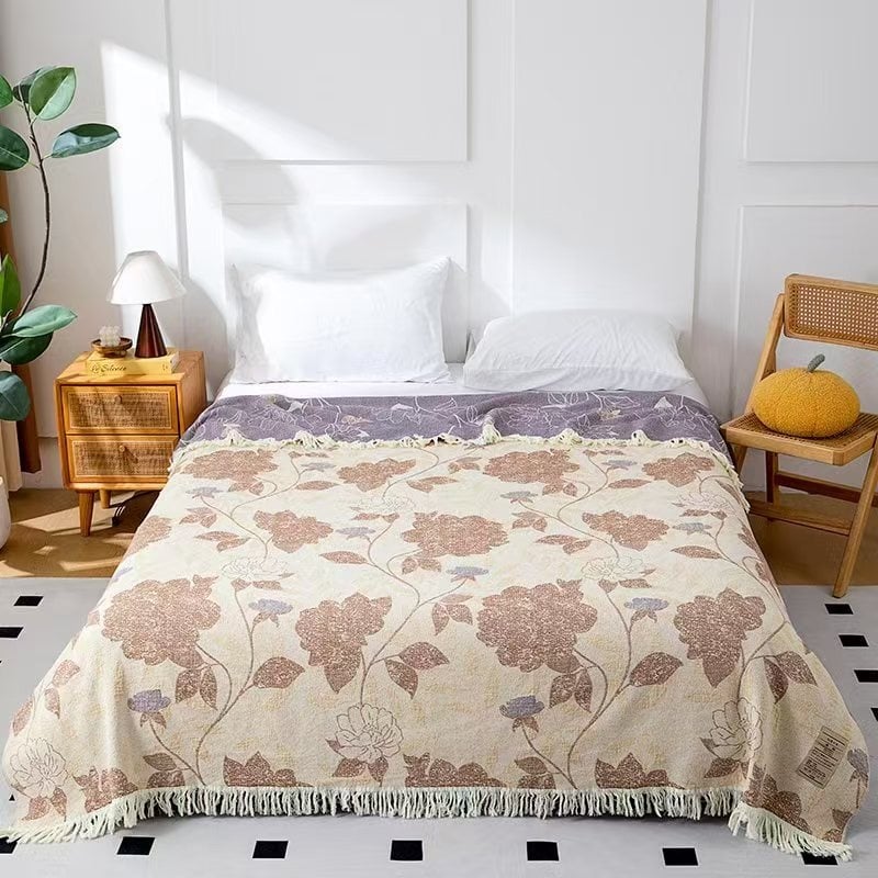 Βαμβακερή κάλυψη κρεβατιού τύπου πετσέτας-κουβέρτας, 1,6–2 kg, για άνοιξη και φθινόπωρο, με αντίδραση εκτύπωσης