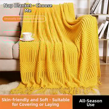 Σκανδιναβικό πλεκτό ριχτάρι καναπέ, ακρυλικό νήμα, 300–499 g, για όλες τις εποχές