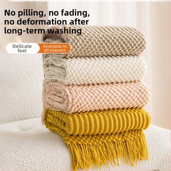 Σκανδιναβικό πλεκτό ριχτάρι καναπέ, ακρυλικό νήμα, 300–499 g, για όλες τις εποχές