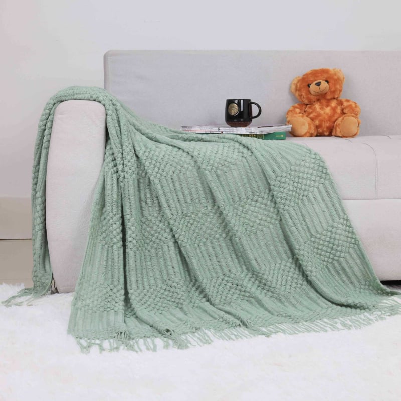 Σκανδιναβικό πλεκτό ριχτάρι καναπέ, ακρυλικό νήμα, 300–499 g, για όλες τις εποχές