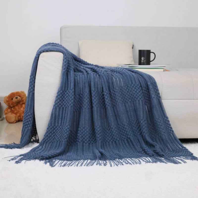 Σκανδιναβικό πλεκτό ριχτάρι καναπέ, ακρυλικό νήμα, 300–499 g, για όλες τις εποχές