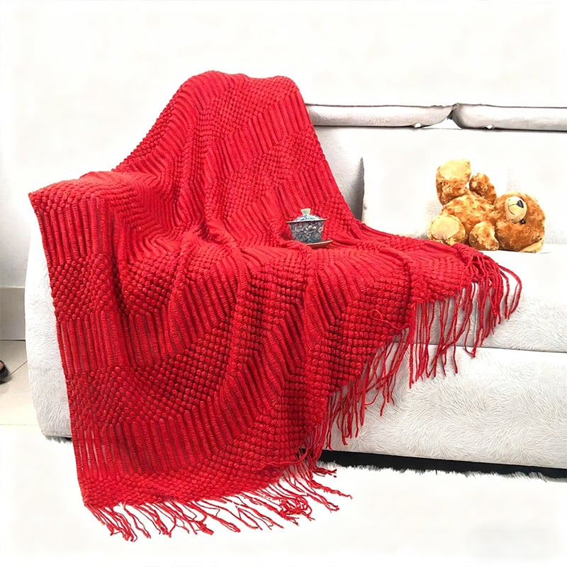 Σκανδιναβικό πλεκτό ριχτάρι καναπέ, ακρυλικό νήμα, 300–499 g, για όλες τις εποχές