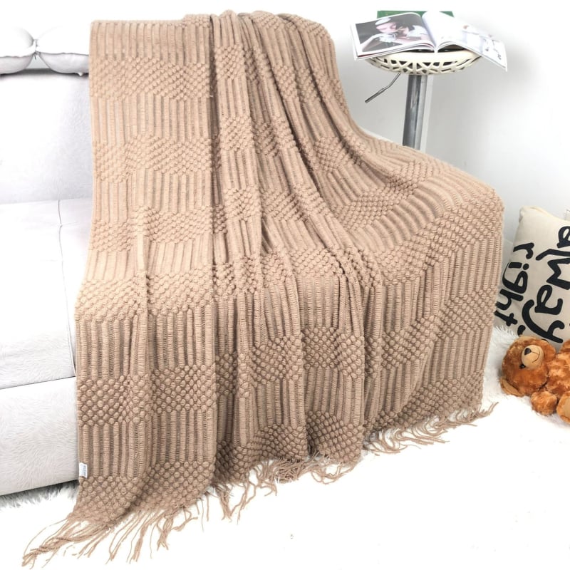 Σκανδιναβικό πλεκτό ριχτάρι καναπέ, ακρυλικό νήμα, 300–499 g, για όλες τις εποχές