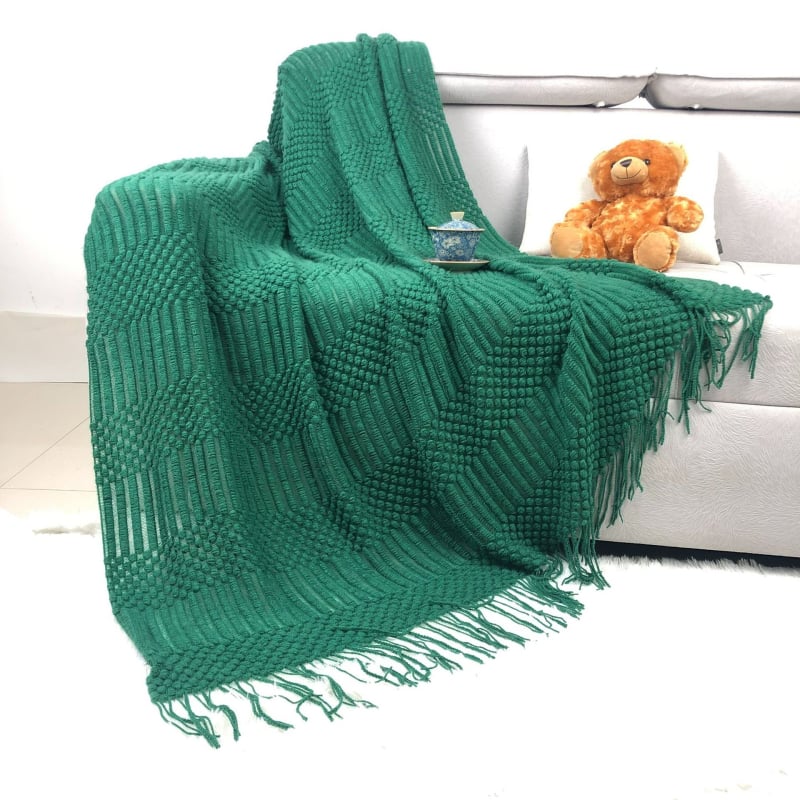 Σκανδιναβικό πλεκτό ριχτάρι καναπέ, ακρυλικό νήμα, 300–499 g, για όλες τις εποχές