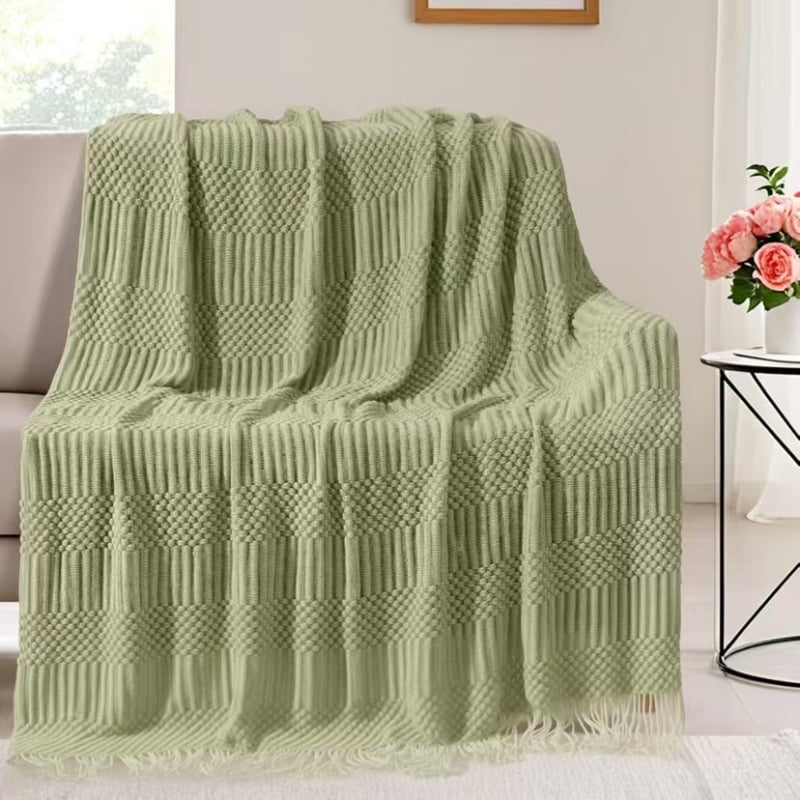 Σκανδιναβικό πλεκτό ριχτάρι καναπέ, ακρυλικό νήμα, 300–499 g, για όλες τις εποχές