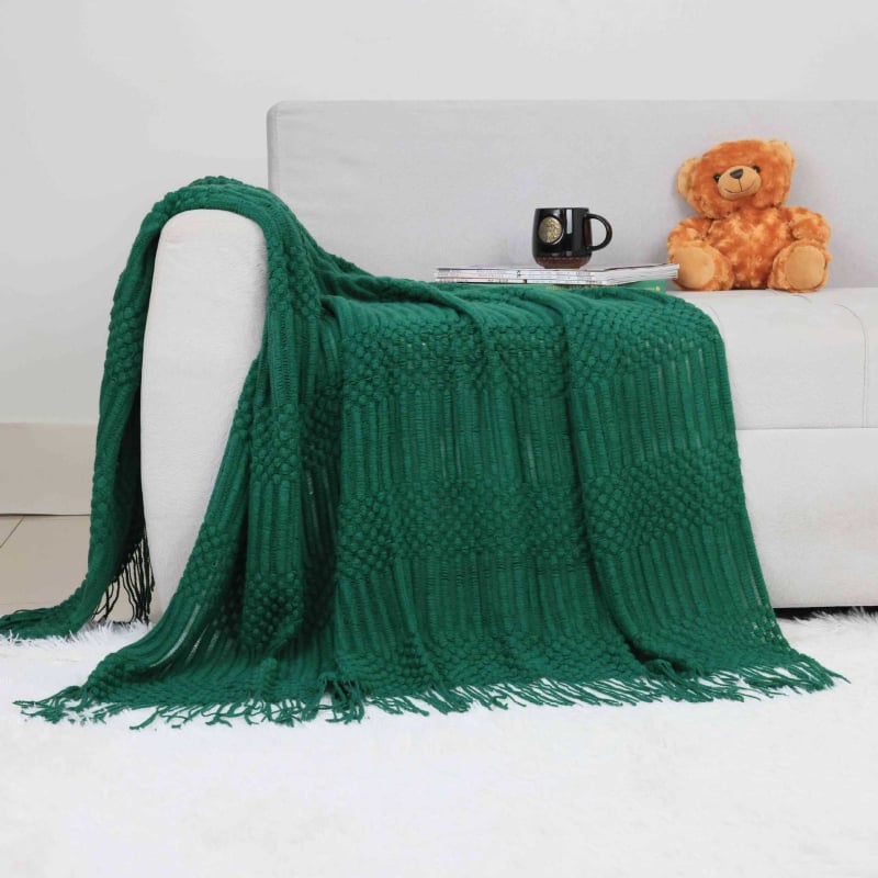 Σκανδιναβικό πλεκτό ριχτάρι καναπέ, ακρυλικό νήμα, 300–499 g, για όλες τις εποχές