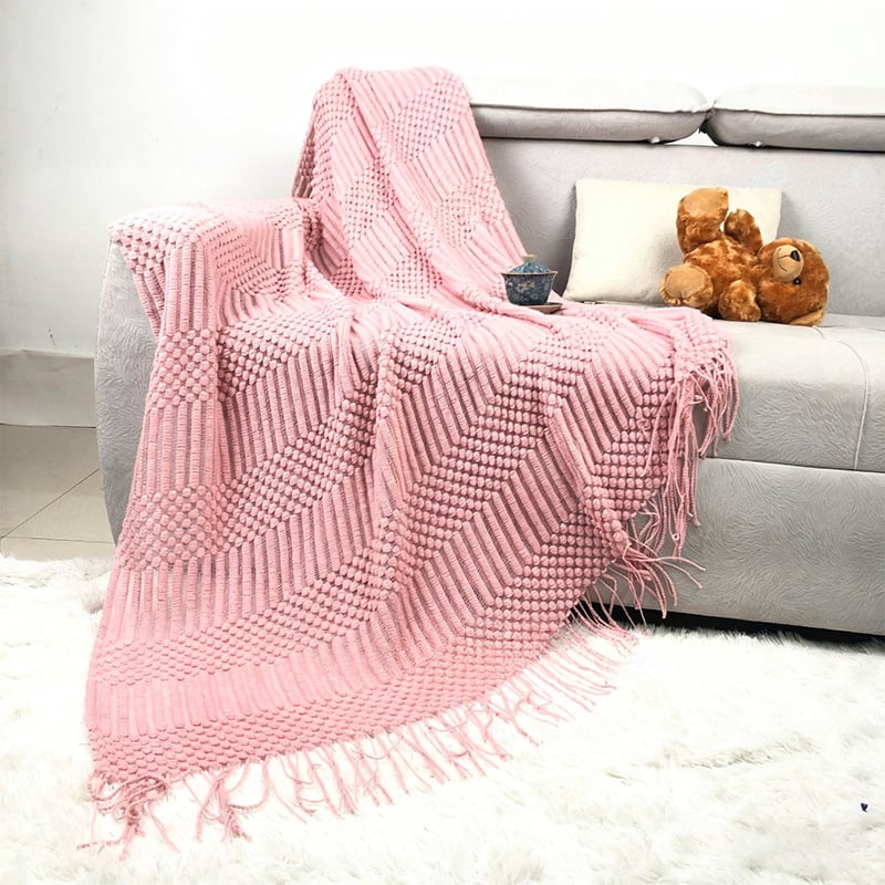 Σκανδιναβικό πλεκτό ριχτάρι καναπέ, ακρυλικό νήμα, 300–499 g, για όλες τις εποχές