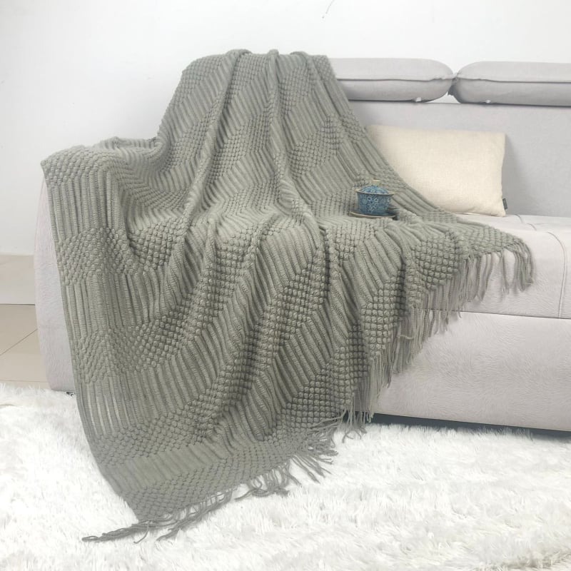 Σκανδιναβικό πλεκτό ριχτάρι καναπέ, ακρυλικό νήμα, 300–499 g, για όλες τις εποχές