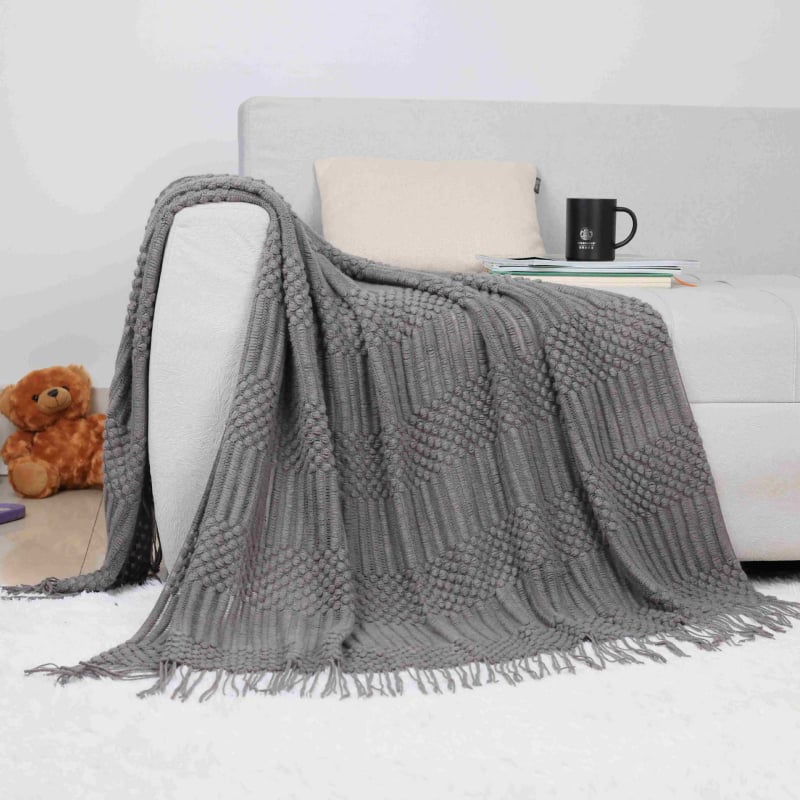 Σκανδιναβικό πλεκτό ριχτάρι καναπέ, ακρυλικό νήμα, 300–499 g, για όλες τις εποχές