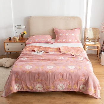 Βαμβακερή πετσέτα-κουβέρτα με φλοράλ μοτίβο, καλοκαιρινή σχεδίαση