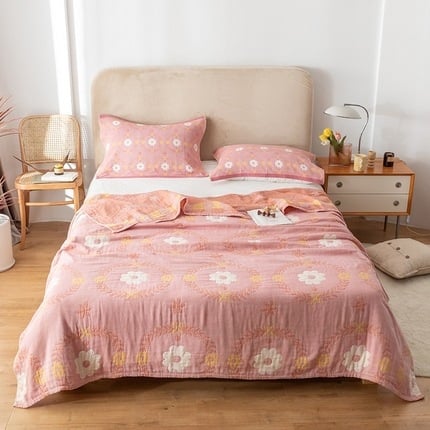 Βαμβακερή πετσέτα-κουβέρτα με φλοράλ μοτίβο, καλοκαιρινή σχεδίαση