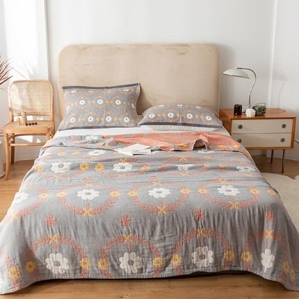 Βαμβακερή πετσέτα-κουβέρτα με φλοράλ μοτίβο, καλοκαιρινή σχεδίαση