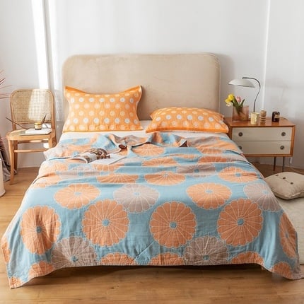 Βαμβακερή πετσέτα-κουβέρτα με φλοράλ μοτίβο, καλοκαιρινή σχεδίαση