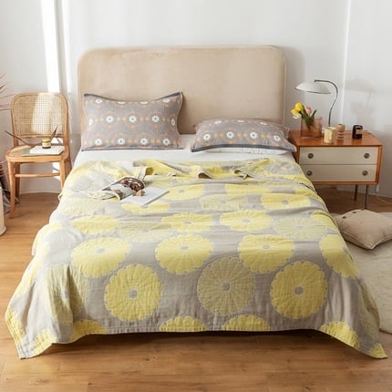 Βαμβακερή πετσέτα-κουβέρτα με φλοράλ μοτίβο, καλοκαιρινή σχεδίαση