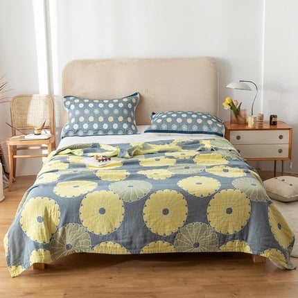 Βαμβακερή πετσέτα-κουβέρτα με φλοράλ μοτίβο, καλοκαιρινή σχεδίαση