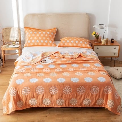 Βαμβακερή πετσέτα-κουβέρτα με φλοράλ μοτίβο, καλοκαιρινή σχεδίαση