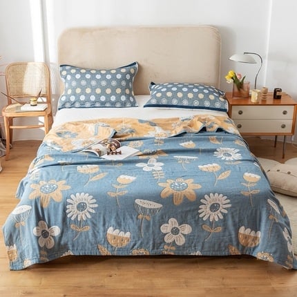 Βαμβακερή πετσέτα-κουβέρτα με φλοράλ μοτίβο, καλοκαιρινή σχεδίαση