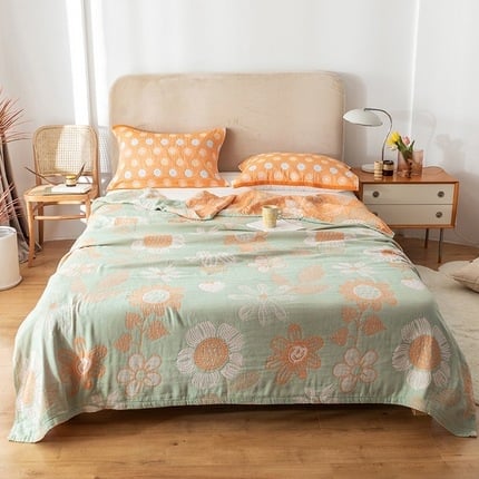 Βαμβακερή πετσέτα-κουβέρτα με φλοράλ μοτίβο, καλοκαιρινή σχεδίαση