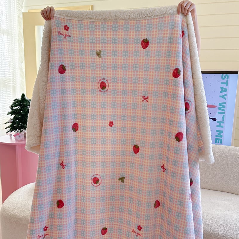 Κουβέρτα από βελούρ γάλακτος – πολλαπλών χρήσεων για τον χειμώνα, μοτίβα καρτούν: καρδιά, γεωμετρία, τετράγωνα; προσαρμογή διαθέσιμη