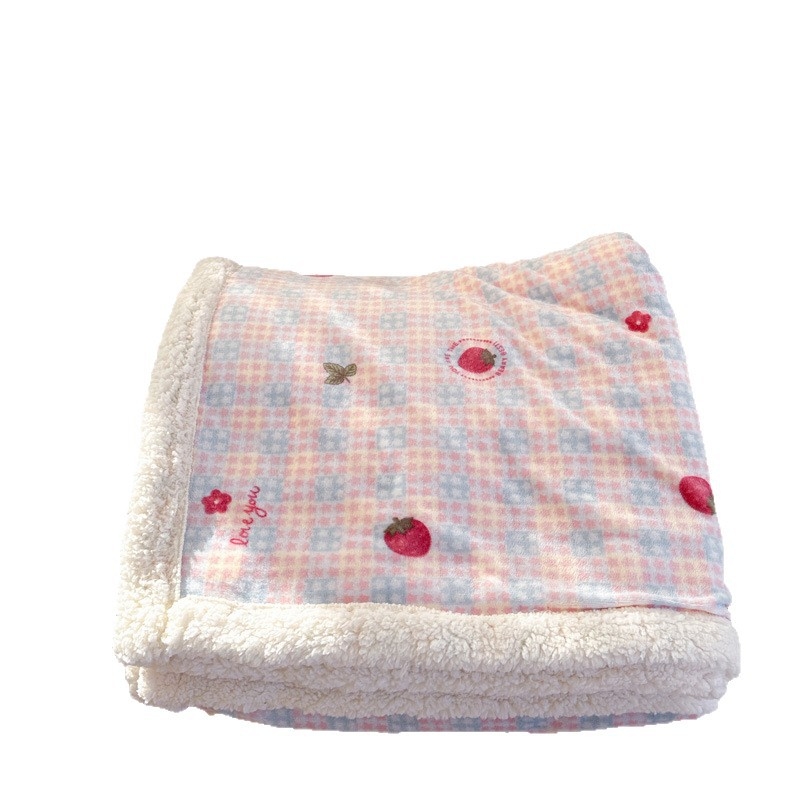 Κουβέρτα από βελούρ γάλακτος – πολλαπλών χρήσεων για τον χειμώνα, μοτίβα καρτούν: καρδιά, γεωμετρία, τετράγωνα; προσαρμογή διαθέσιμη