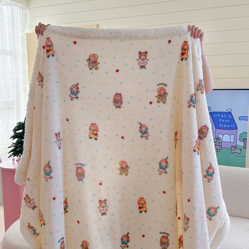 Κουβέρτα από βελούρ γάλακτος – πολλαπλών χρήσεων για τον χειμώνα, μοτίβα καρτούν: καρδιά, γεωμετρία, τετράγωνα; προσαρμογή διαθέσιμη