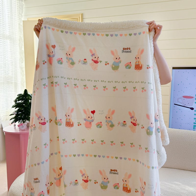 Κουβέρτα από βελούρ γάλακτος – πολλαπλών χρήσεων για τον χειμώνα, μοτίβα καρτούν: καρδιά, γεωμετρία, τετράγωνα; προσαρμογή διαθέσιμη