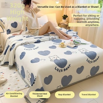 Χειμωνιάτικη κουβέρτα από κοράλ βελούδου, 100% πολυεστέρας, γεωμετρικό μοτίβο, βάρος 320 g